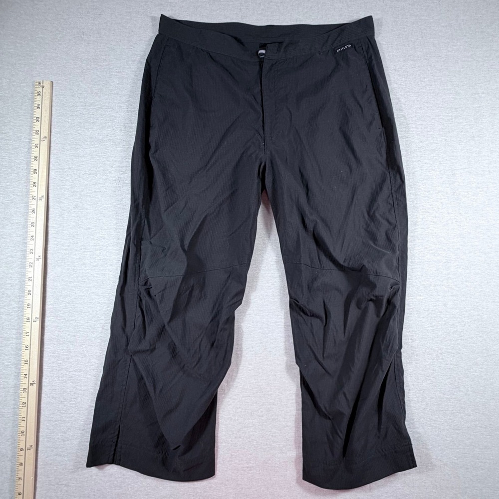 Athleta Womens Black Ripstop Hiking Pants Straight Leg Outdoor Size Large Gaucho